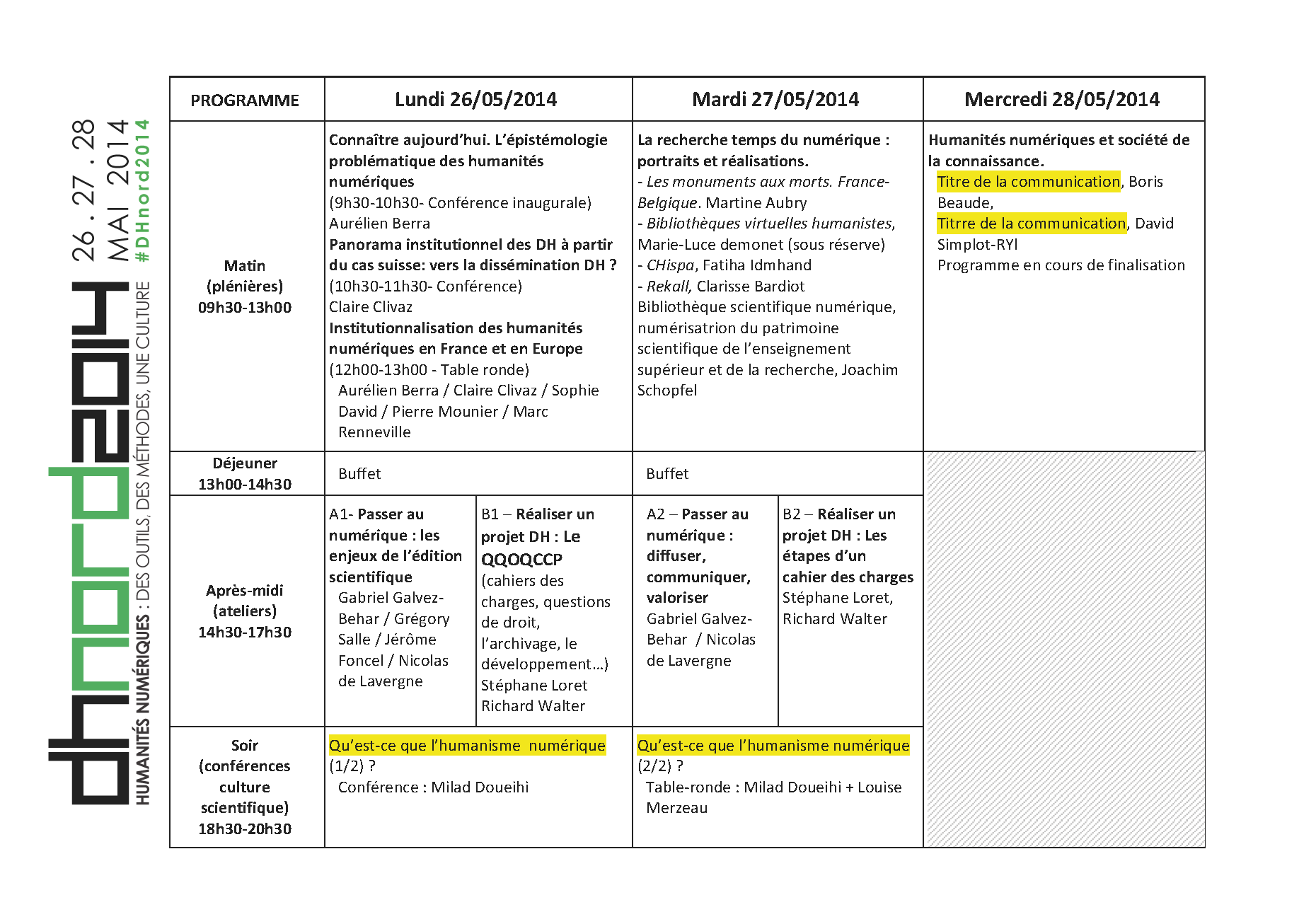 DHnord2014 - Programme