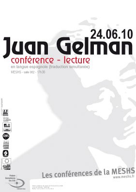 Affiche de la conférence-lecture de Juan Gelman