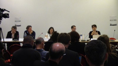 Table ronde "Institutionnalisation des humanités numériques en France et en Europe" avec Aurélien Berra, Claire Clivaz, Pierre Mounier, Marc Renneville et Elena Pierazzo / Introduction aux humanités numériques - lundi 26 mai